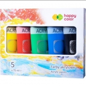 Farby akrylowe 75ml 5 kolorów HAPPY COLOR
