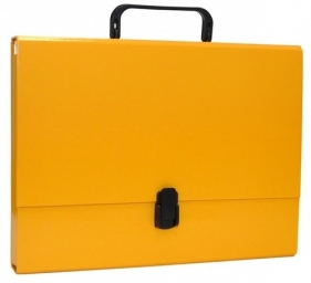 Teczka-pudełko Office Products PP A4 5cm, z rączką i zamkiem, żółta