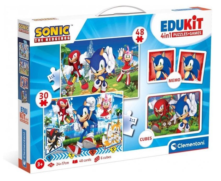 Puzzle 48 + 36 + Memo + 6 klocków Edukit Sonic