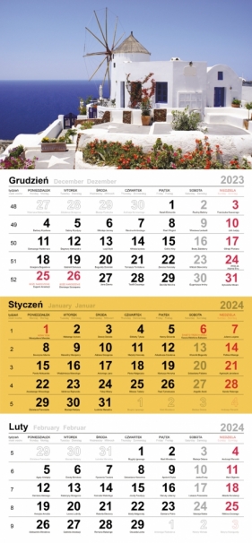 Kalendarz ścienny, trójdzielny 2024 (T-106T-03)