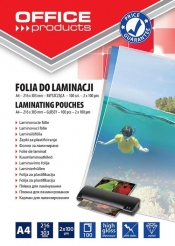 Folia do laminacji Office Products A4 216x303mm błyszcząca 100 sztuk transparentna