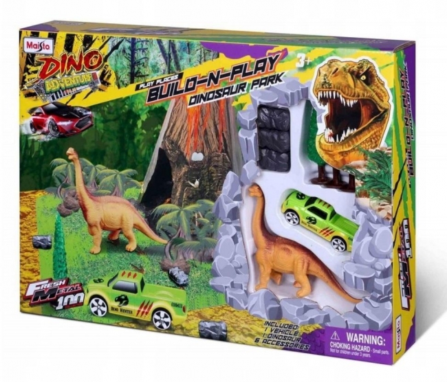 Zestaw z dinozaurem i pojazdem + makieta