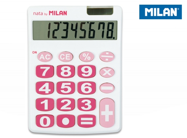 Kalkulator z dużymi klawiszami Milan - Biały (151708WBL)