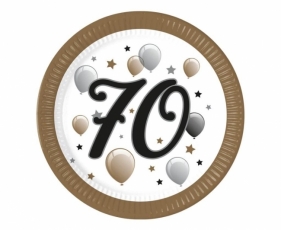 Talerzyki papierowe 70 urodziny FSC 23cm 8szt