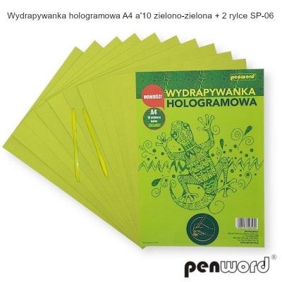 Wydrapywanka hologramowa A4 zielona