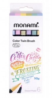 Dwustronne pisaki z końcówkami pędzelkowymi Color Twin Brush 6 kol. DESSERT PASTEL MonAmi (2051009507)