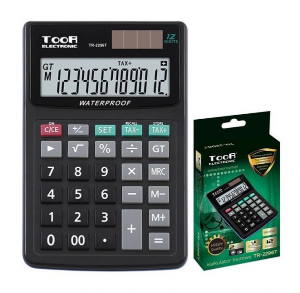 Kalkulator biurowy TOOR TR-2296T 12-pozycyjny - wodoodporny (120-1425)