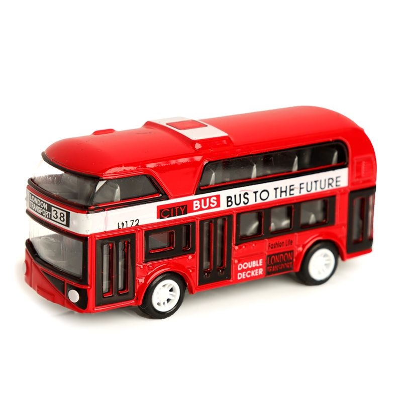 Zabawka z ręcznym napędem wstecznym - Czerwony autobus miejski