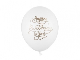 Balony Happy Birthday Pure White 30cm 50szt