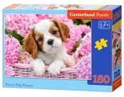 Puzzle 180: Pup in Pink Flowers (018185)