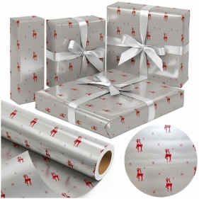 Papier srebrny Czerwony Renifer X-Strong 57cmx25m