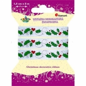 Wstążka dekoracyjna świąteczna - ostrokrzew (363086)