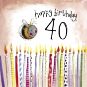 Karnet Urodziny 40 S409 Świeczki i pszczoła