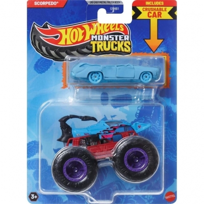 Hot Wheels Monster Trucks Pojazd 1:64 + auto JCG30