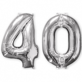 Balony foliowe srebrne - 40, 2 sztuki (3581801)