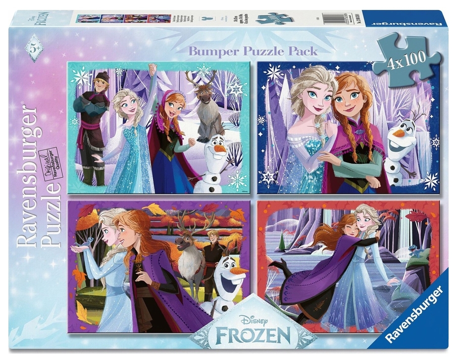 Ravensburger, Puzzle 4x100: Kraina Lodu (12004318)