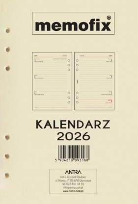 Wkład kalendarzowy 2026 Memofix A5 TDW