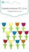 Naklejki brokatowe 3D - tulipany, 12 szt. DPNB-016