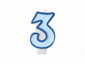 Świeczka urodzinowa Partydeco Cyferka 3 w kolorze niebieskim 7 centymetrów (SCU1-3-001)