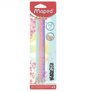 Ołówek HB z gumką Black'Peps pastel - 3 szt. (MPD-851719)