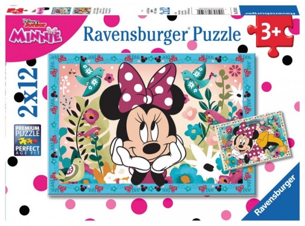Puzzle 2x12 elementów - Kwiecista Minnie (076192)