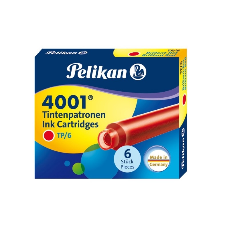 Naboje krótkie Pelikan 4001 TP/6, 6 szt. - czerwone  (301192)