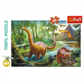 Trefl, Puzzle 60: Wędrówka dinozaurów (17319)