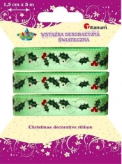 Wstążka dekoracyjna świąteczna - ostrokrzew (363090)