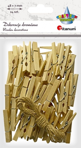 Ozdoba drewniana Titanum Craft-fun klamerki naturalny 24 szt