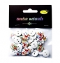 Guziki drewniane białe nadruk kwiaty 15mm 15g