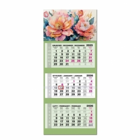 Kalendarz 2026 trójdzielny LUX gł. wypukła Kwiaty