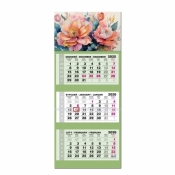 Kalendarz 2026 trójdzielny LUX gł. wypukła Kwiaty