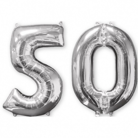 Balony foliowe srebrne - 50, 2 sztuki (3581901)