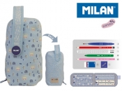 Multipiórnik owalny z 4 piórnikami BERRYWOOD niebieski
