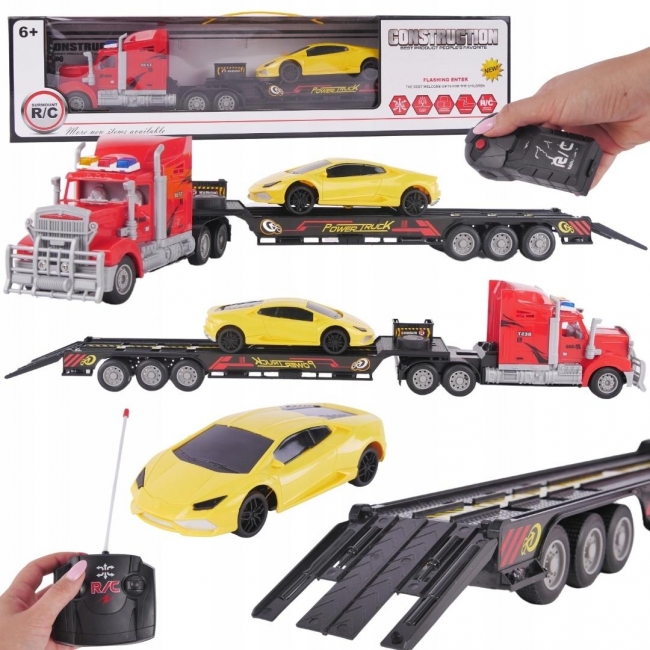 <img src='https://webimage.pl/pics/195/0/d5906302710195.jpg' style='height:440px' /> Laweta Transporter Ciężarówka Samochód Zdalnie Ste