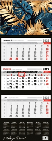 Kalendarz 2024 trójdzielny Glamure Blue KT-2 v.60