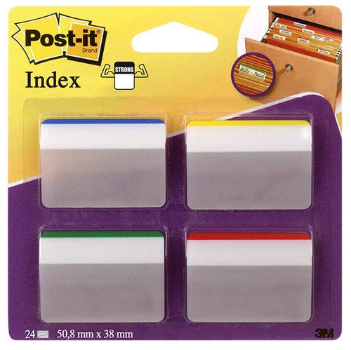Zakładki indeksujące POST-IT do archiwizacji (686-A1), PP, wygięte, 50,8x38mm, 4x6 kart., mix kolor