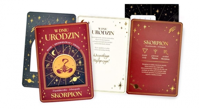 <img src='https://webimage.pl/pics/196/6/d5906850816196.jpg' style='height:440px' /> Karnet Urodziny (znaki zodiaku, Skorpion)