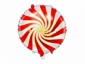 Balon foliowy Partydeco Cukierek w białym kolorze z czerwonym nadrukiem 14cal (FB20M-007)