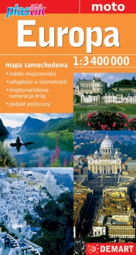 Europa 1 : 3400 000 - mapa samochodowa (plastik)