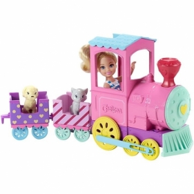 Lalka Barbie Chelsea + pociąg ze zwierzakami (FRL86)