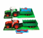 Traktor z przyczepą i maszyną