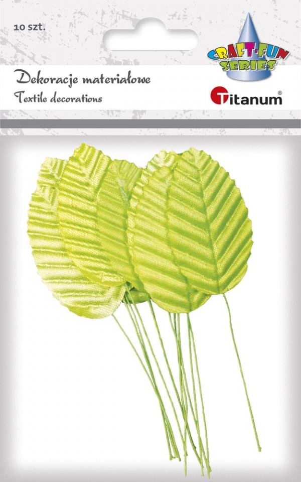 Ozdoba materiałowa Titanum Craft-fun Liście na druciku zielony jasny 10 szt