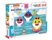 Clementoni, Puzzle Maxi SuperColor 24: Baby Shark (28519)