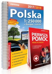 Polska atlas samochodowy 1:250 000 + Pierwsza pomoc - krok po kroku - ilustrowana instrukcja - Opracowanie zbiorowe
