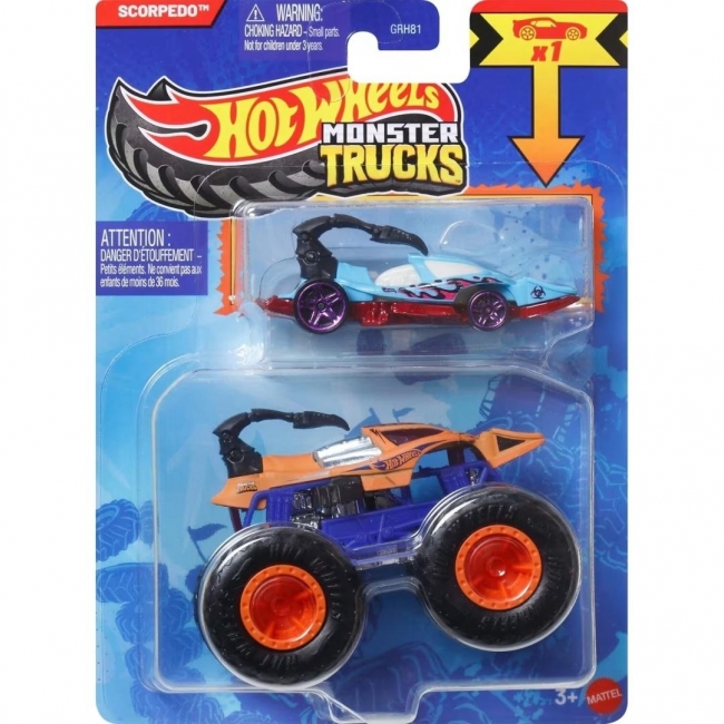 Hot Wheels Monster Trucks Pojazd 1:64 + Autko