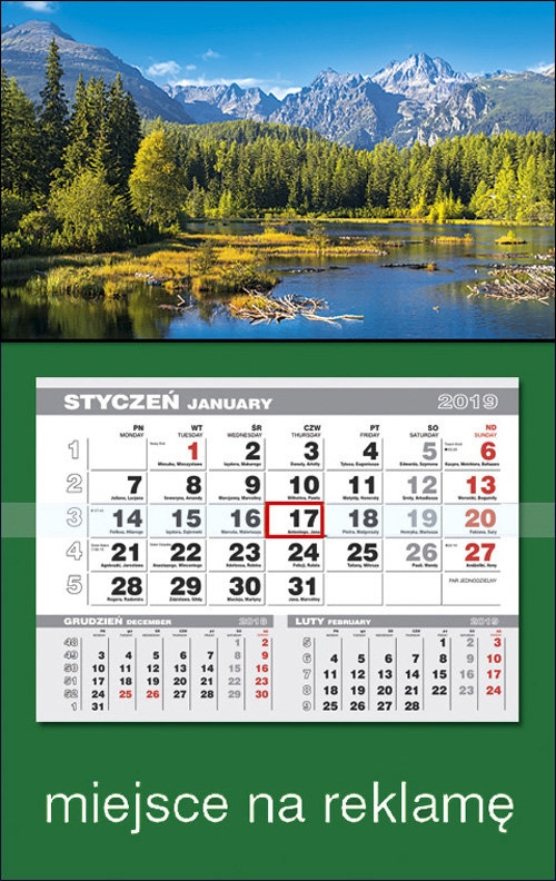 Kalendarz jednodzielny Lux 2019