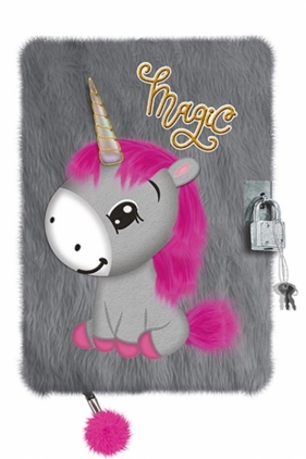 Pamiętnik z kłódką 3D włochacz - Little Unicorn, A5, 96 kartek (Uszkodzone opakowanie)