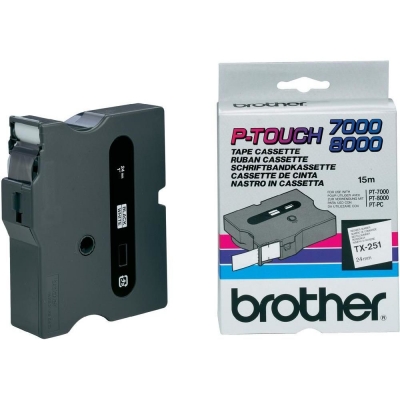 Taśma do drukarki etykiet Brother białe tło/czarny nadruk 24 mm 8 m (tx251)