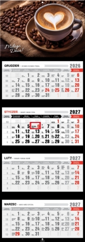 Kalendarz 2027 czterodzielny z wypukłą główką, 1 szt.
